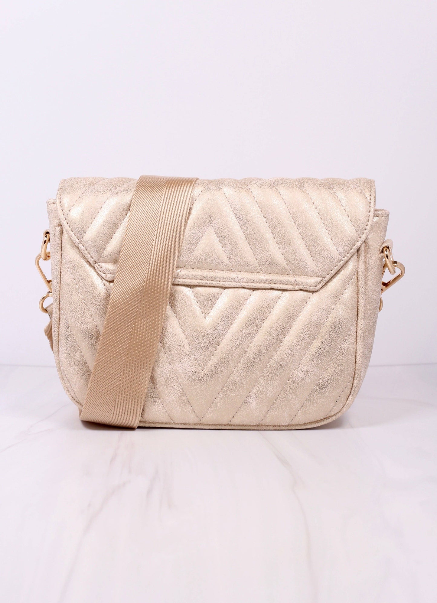 Angela Quilted Crossbody GLIMMER CHAMPAGNE