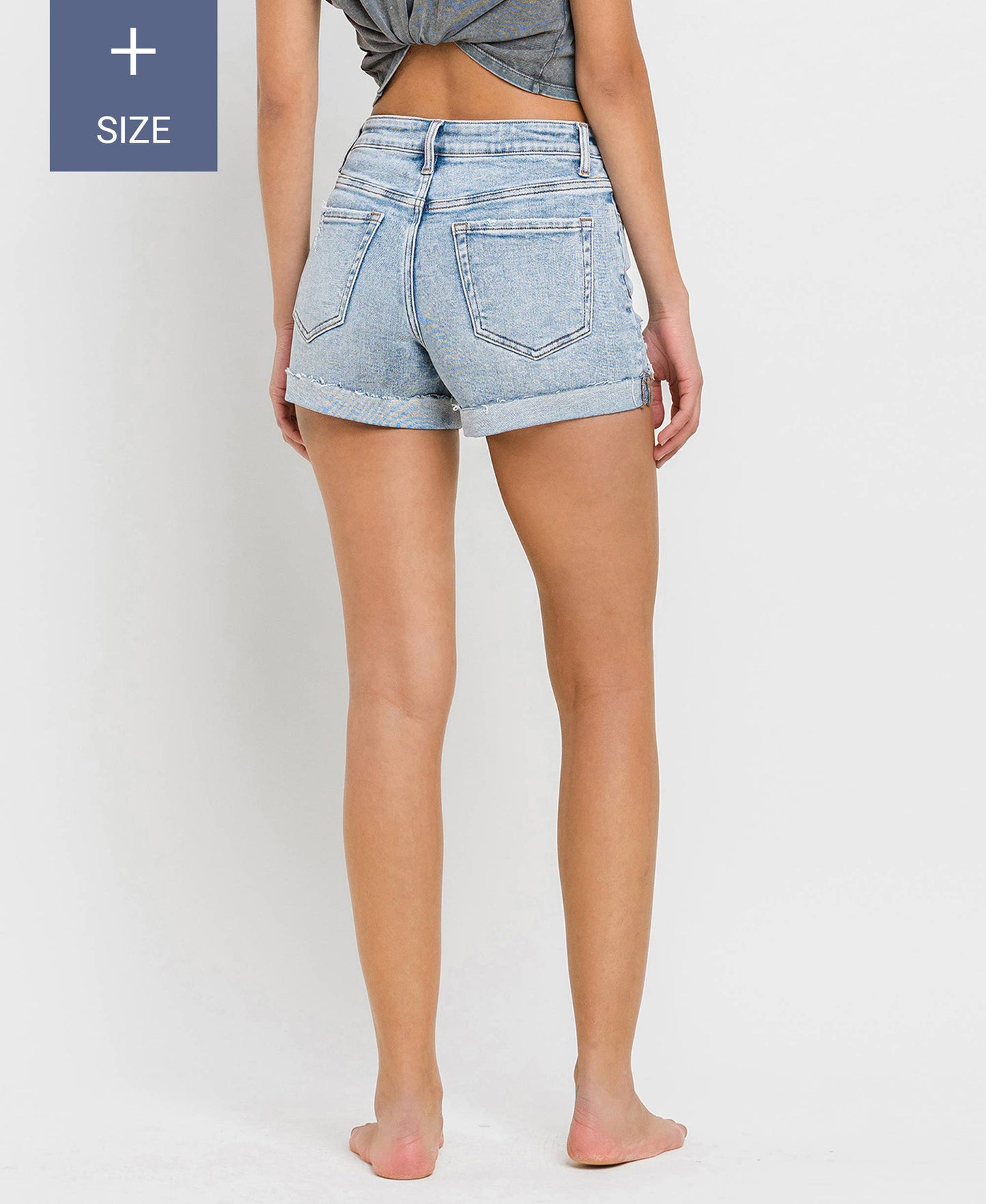 Plus High Rise Denim Shorts