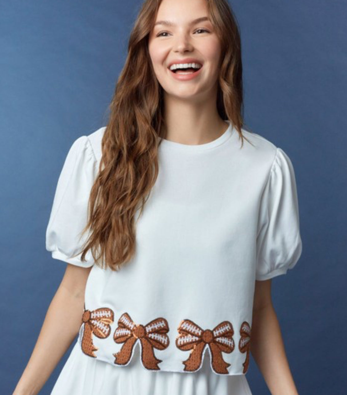 Football Tweed Crop Top (White)