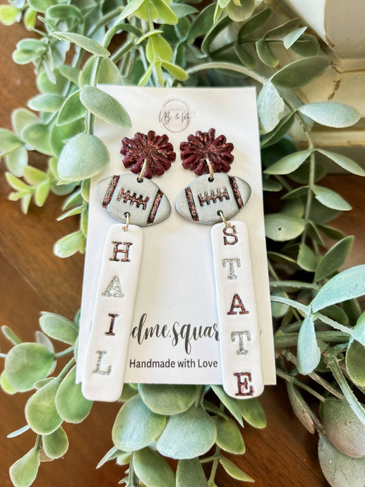 Hail State Pom Earrings