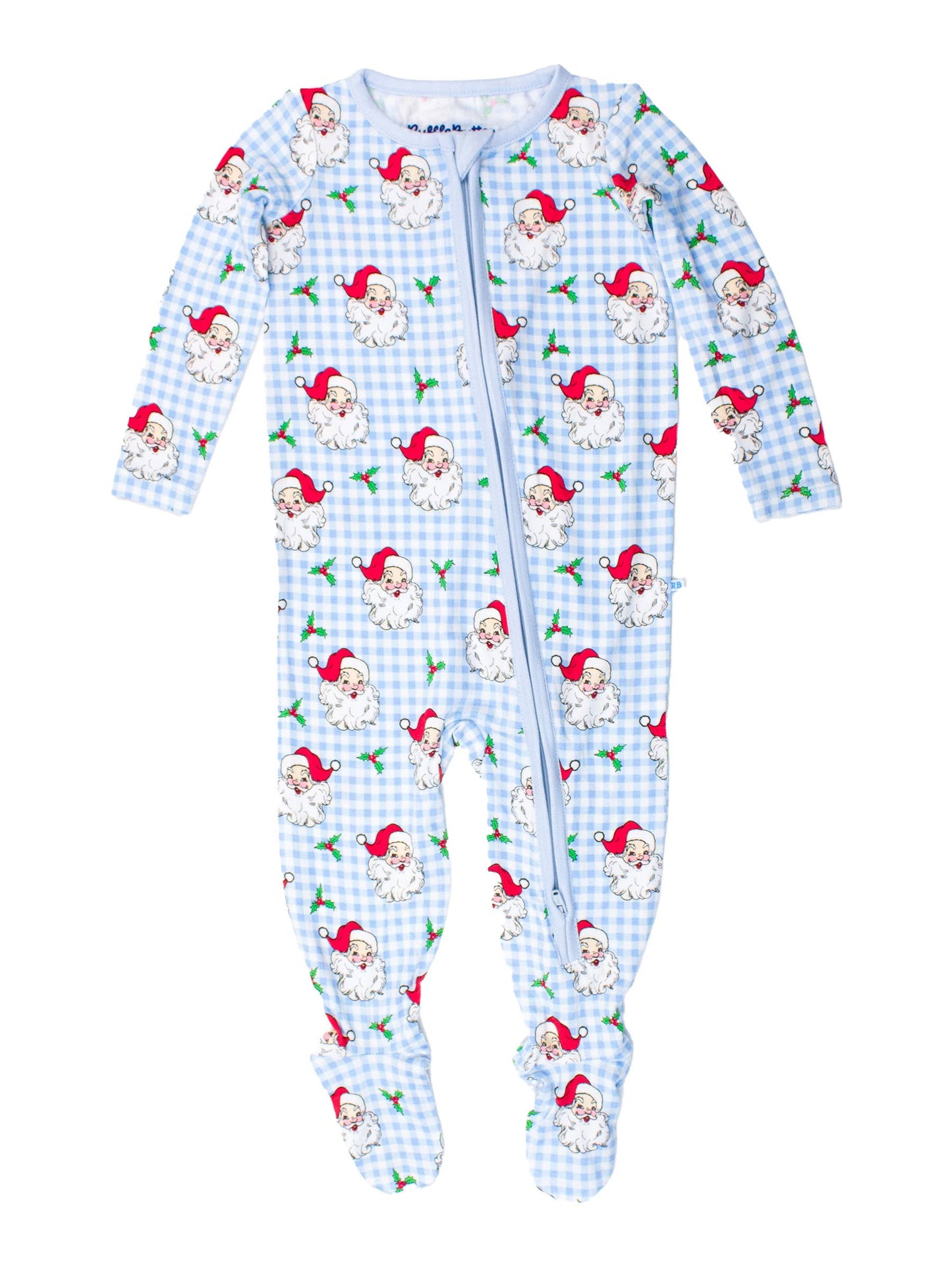 Blue Dear Santa Bamboo Footed Pajamas
