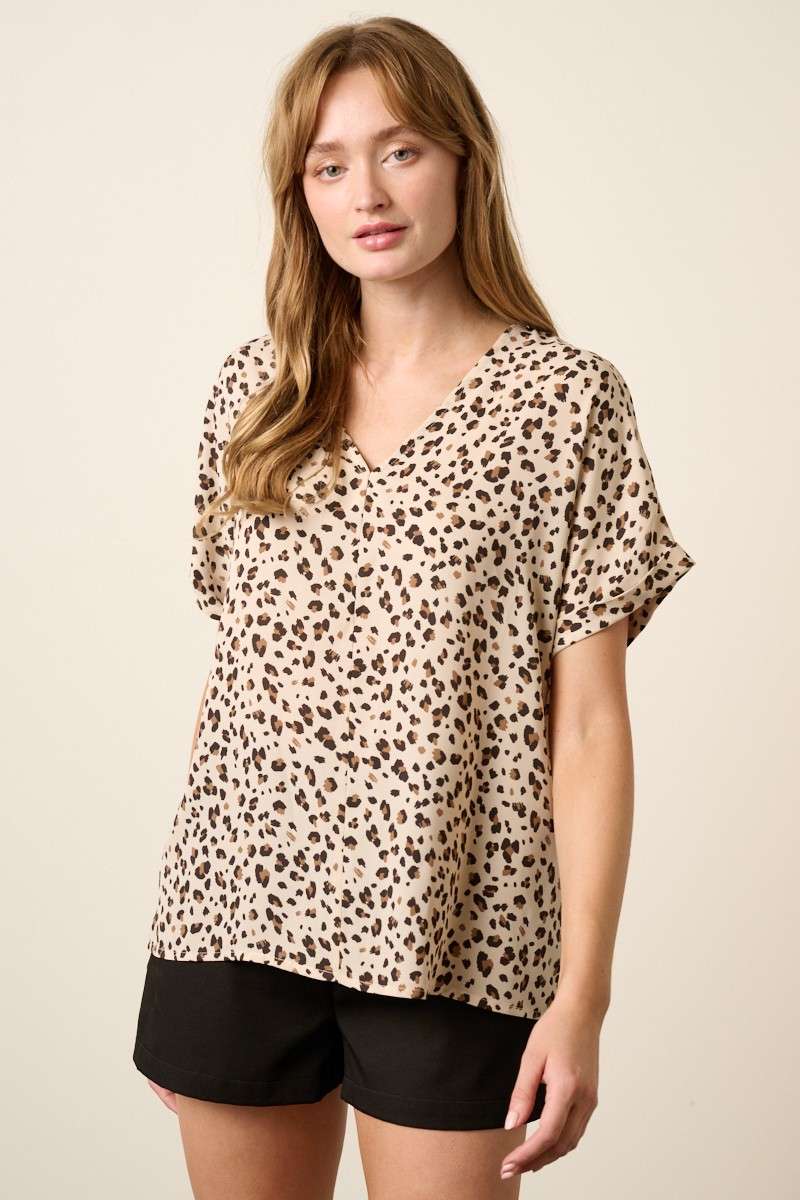 Animal Print Woven Top