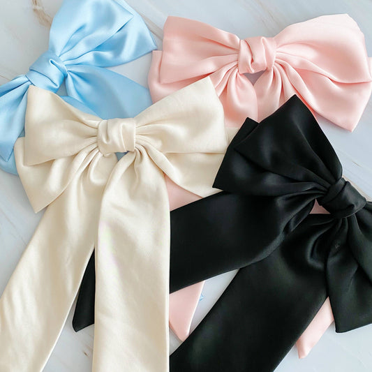 Doubled Satin Bow Hair Clip (Multiple Colors)