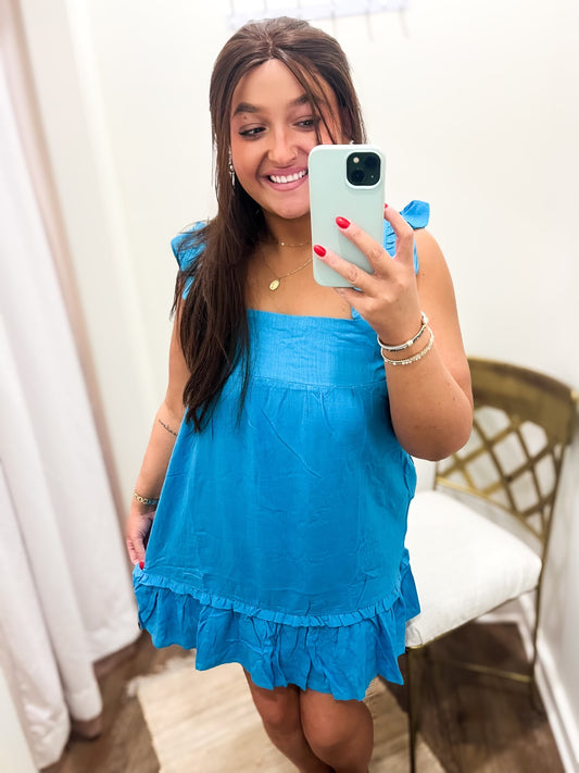 Ruffle Babydoll Dress (Aqua)