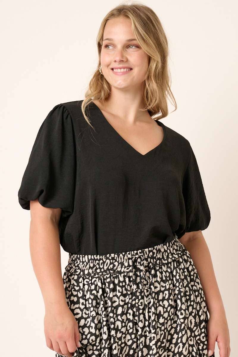 Airflow Bubble Sleeve Top (Black)