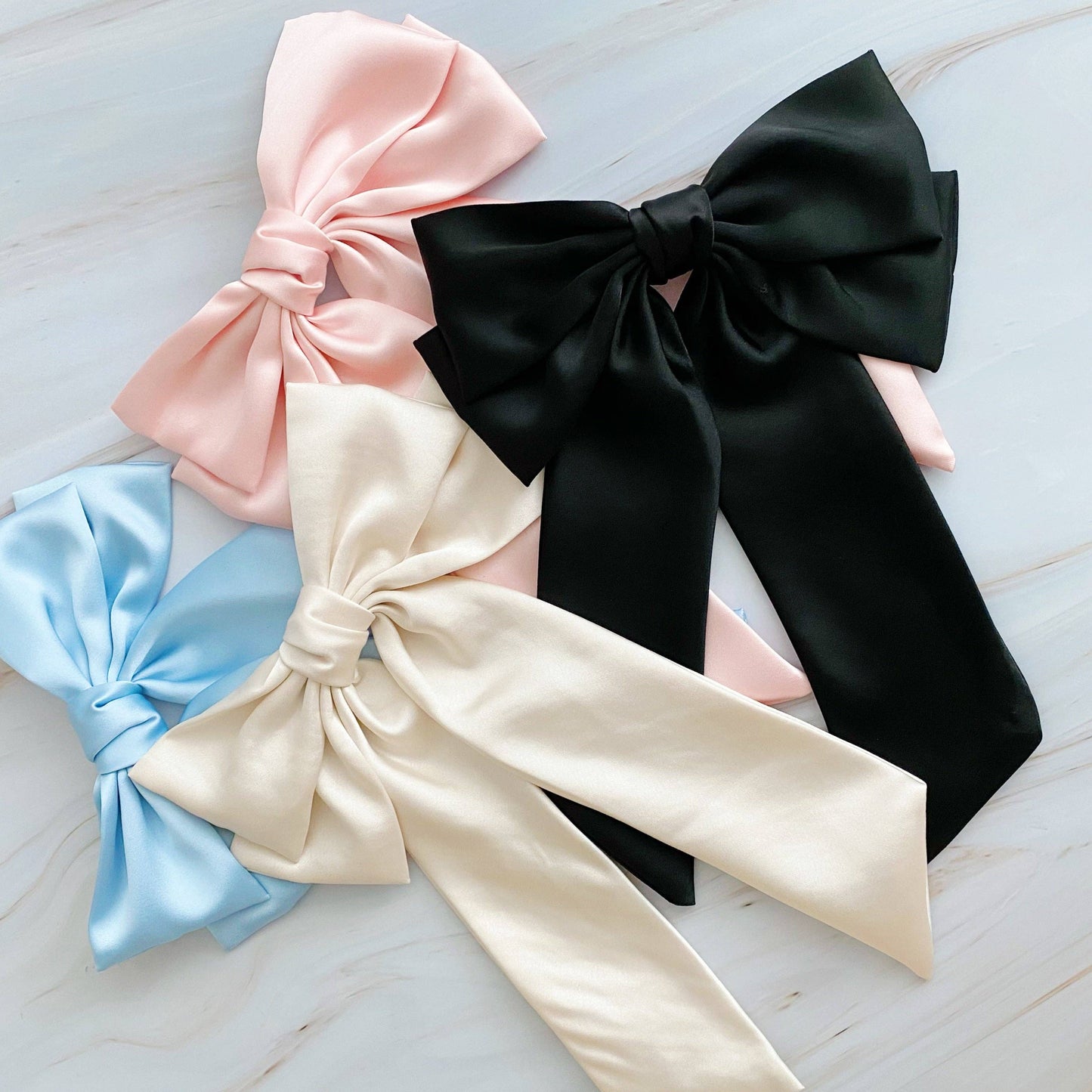 Doubled Satin Bow Hair Clip (Multiple Colors)