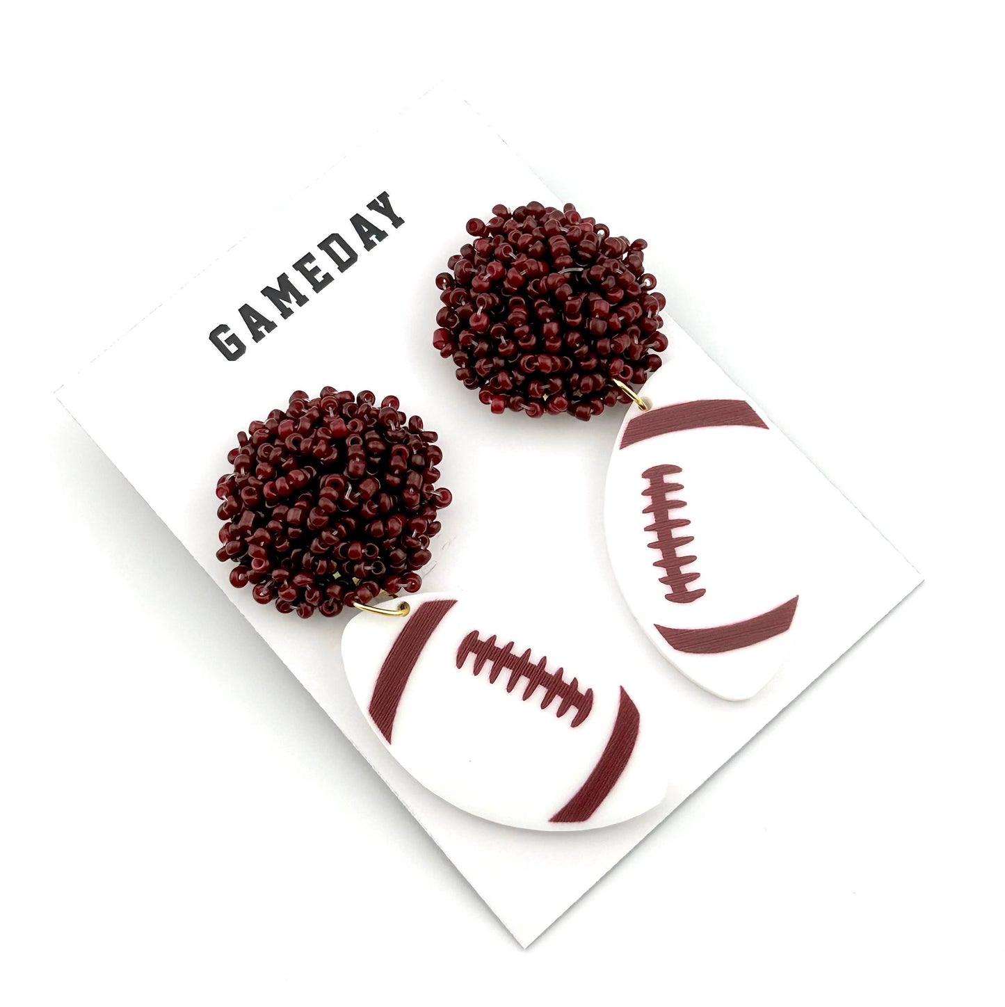 Maroon Football Earrings