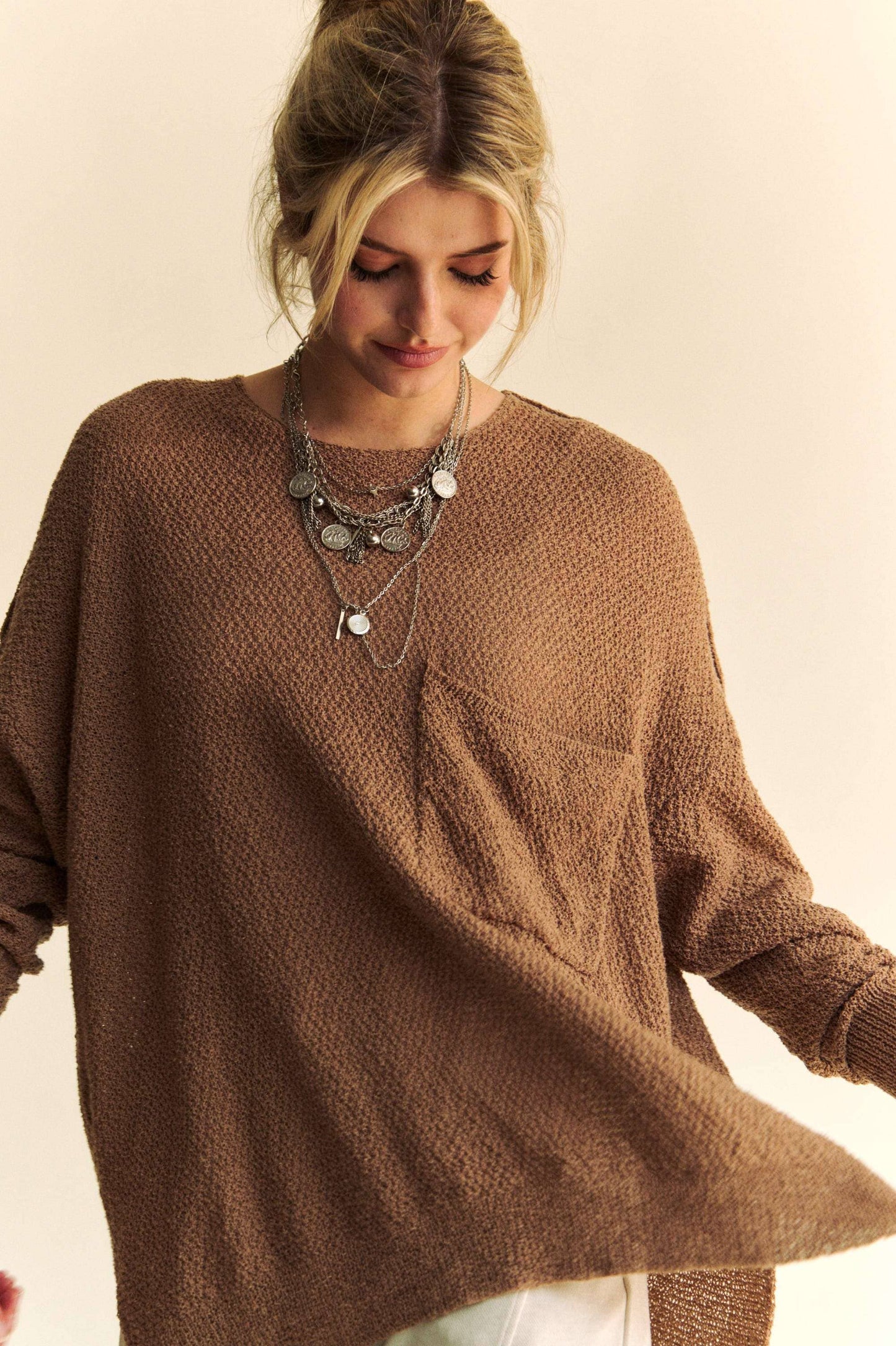 Solid Sweater Top in Mocha