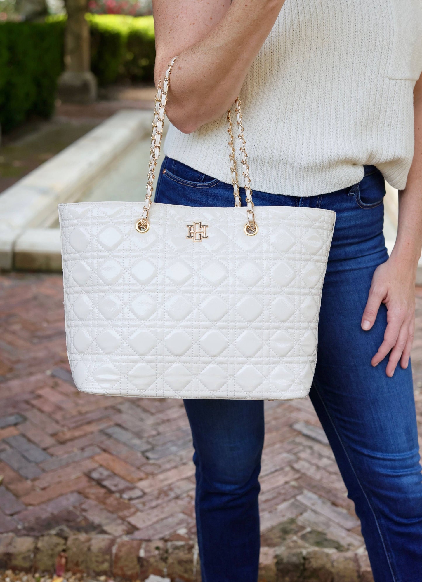 Quentin Quilted Tote Ivory