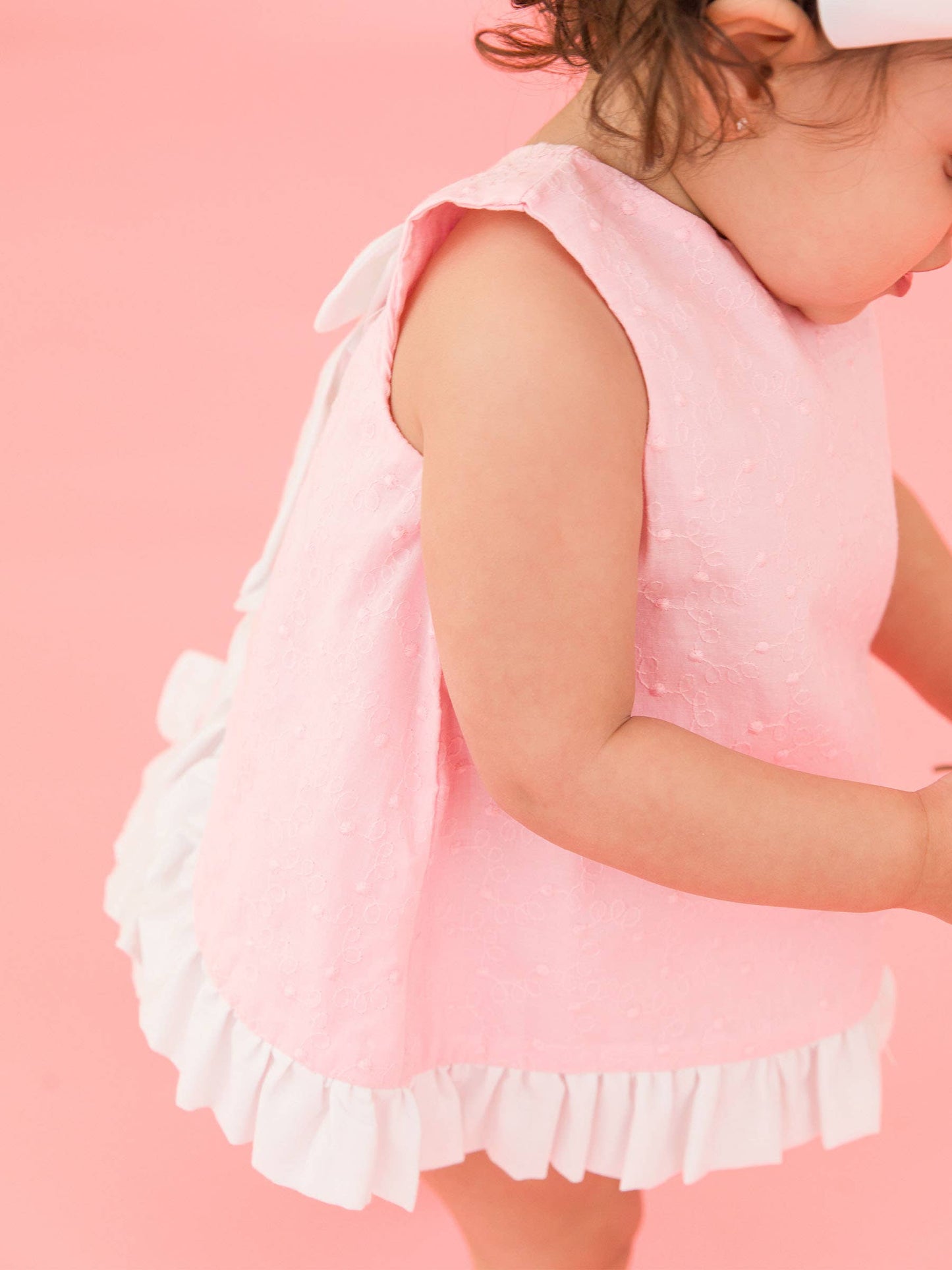 Pink & White Swiss Dot Swing Top & Bloomer Set