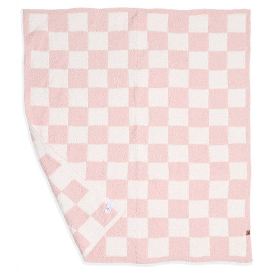 Kids Checkered Pattern Soft Throw Blanket: Pink