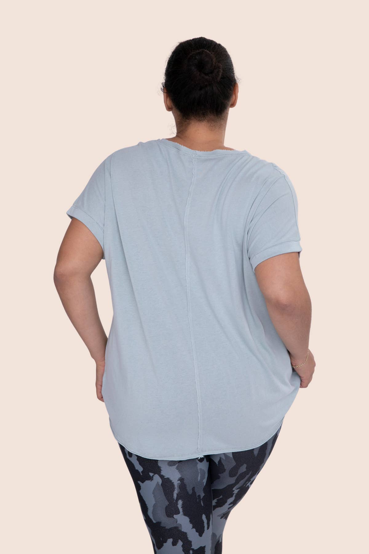 Mineral-Washed Athleisure Top: Blue Grey