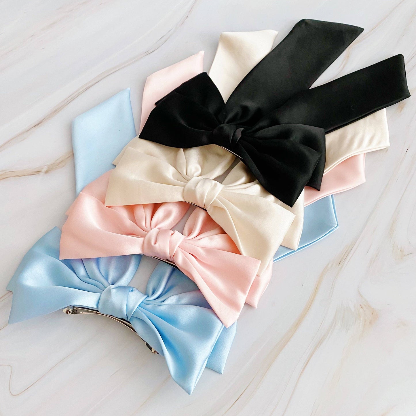 Doubled Satin Bow Hair Clip (Multiple Colors)