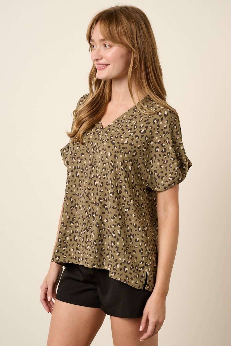 Animal Print Woven Top
