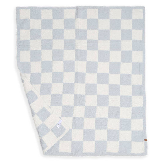 Kids Checkered Pattern Soft Throw Blanket: Blue