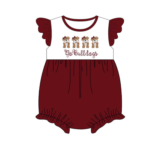 Bulldogs Embroidered Maroon Knit Girl Bubble