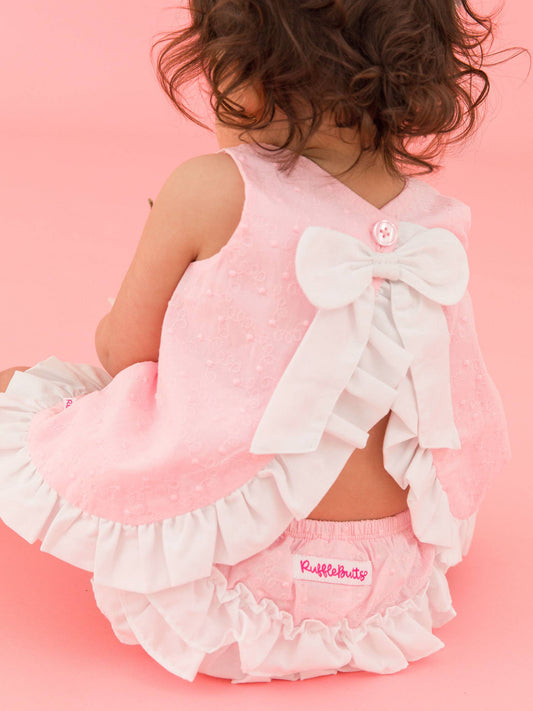 Pink & White Swiss Dot Swing Top & Bloomer Set