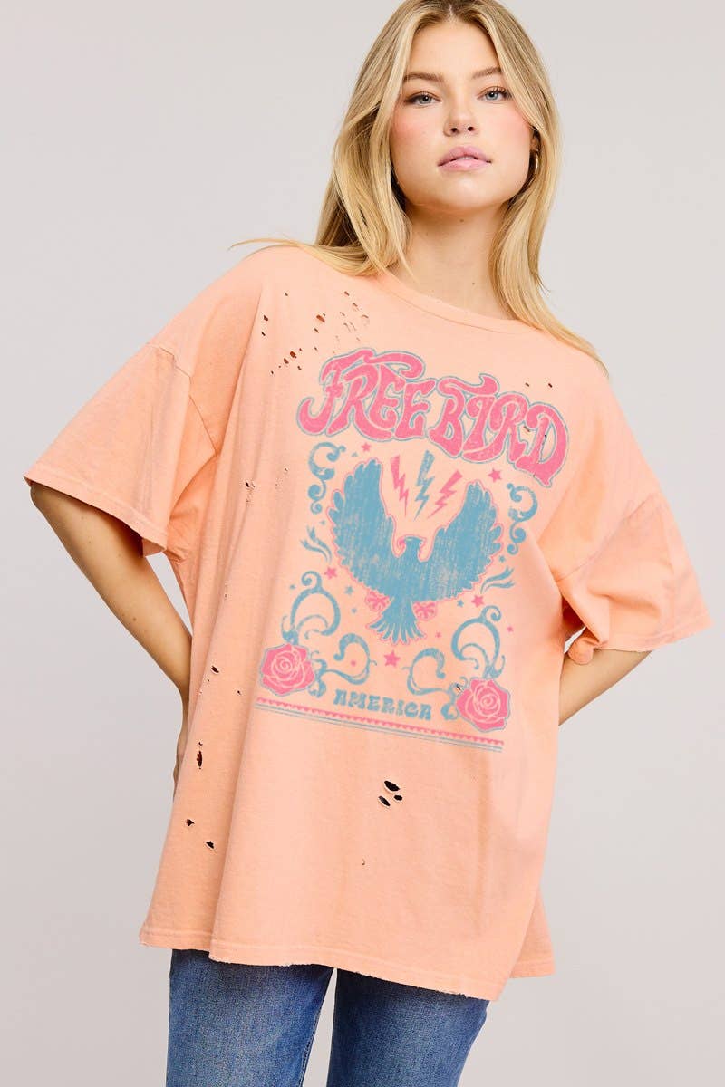 Free Bird America Graphic S/S Distressed Seamless Tee