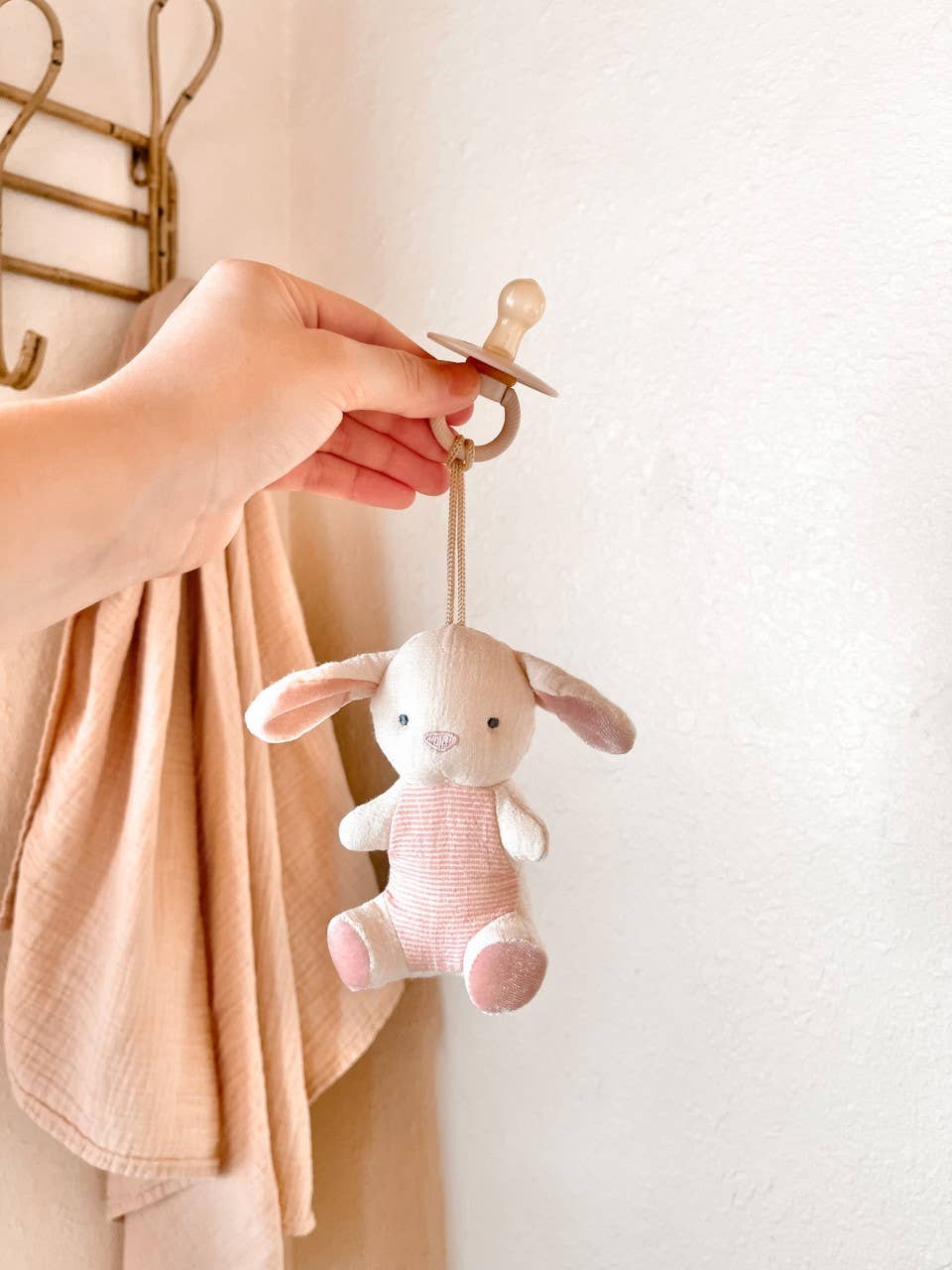 Bitzy Pal Natural Rubber Pacifier & Stuffed Animal: Cow