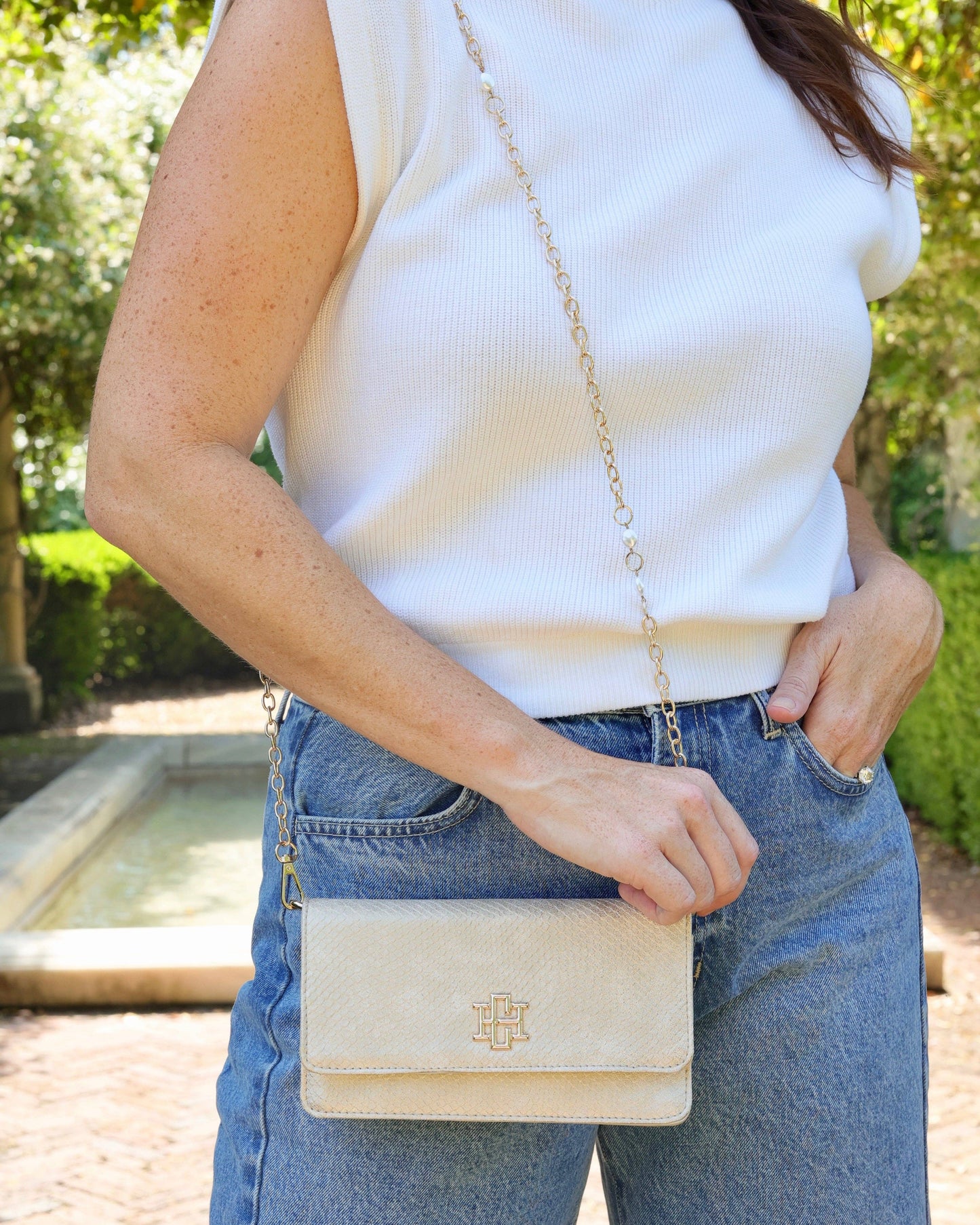 Brynleigh Clutch Crossbody Shimmer Champagne