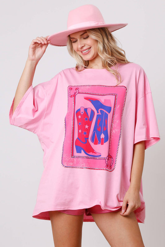 Cowgirl Boots Card Print Tee