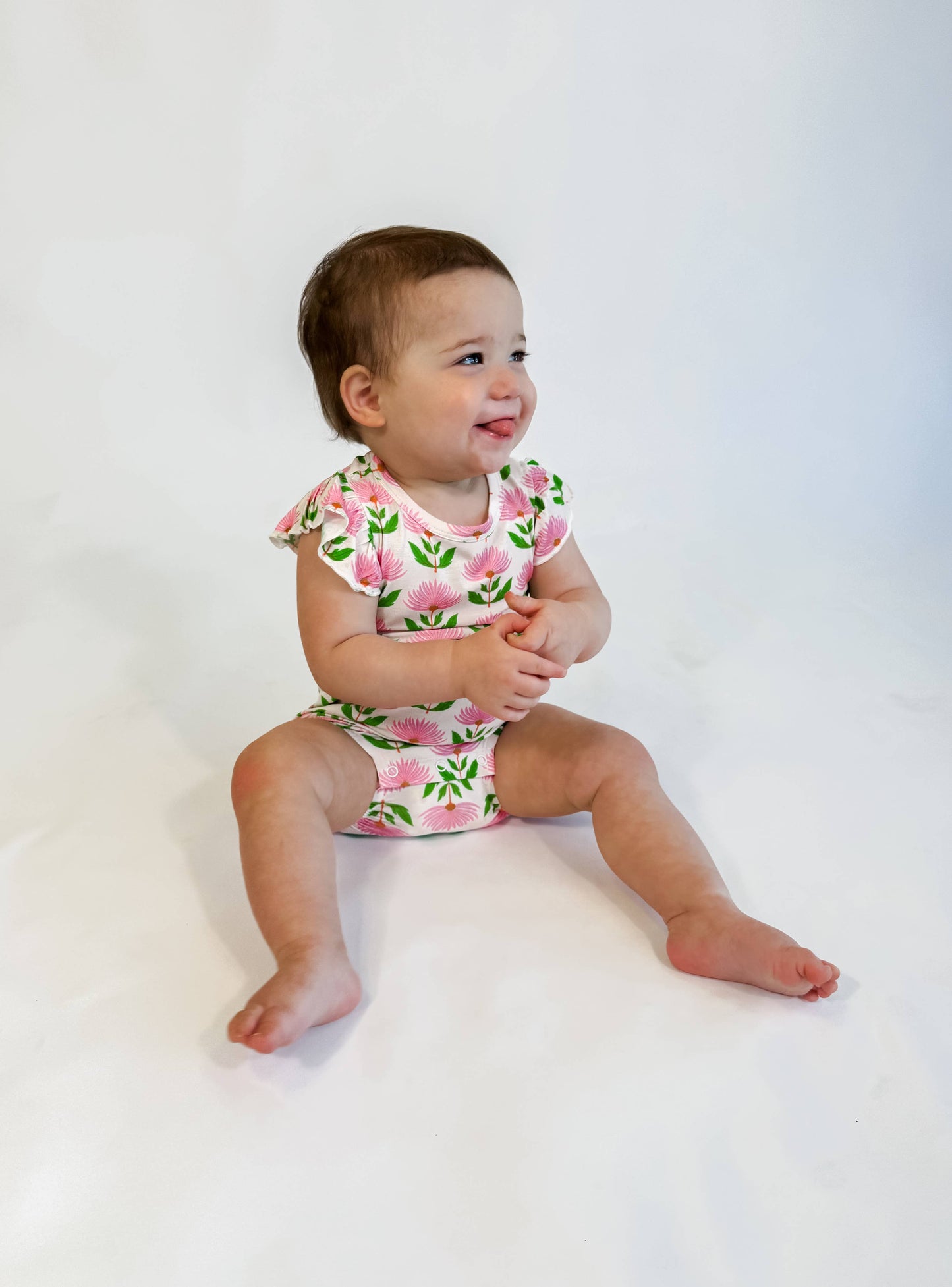 Pink Block Print Flowers - Flutter Bubble