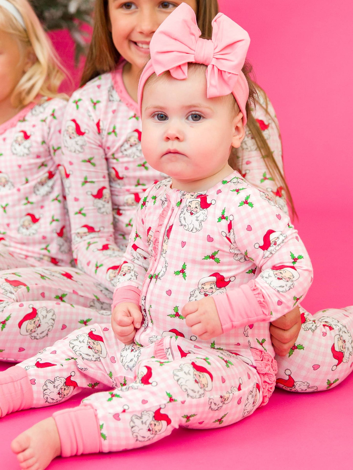 Girls Dear Santa Bamboo Ruffle Pajamas