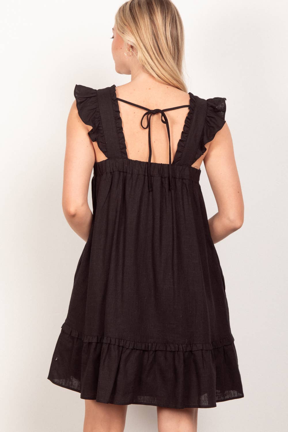 Ruffle Babydoll Dress (Black)