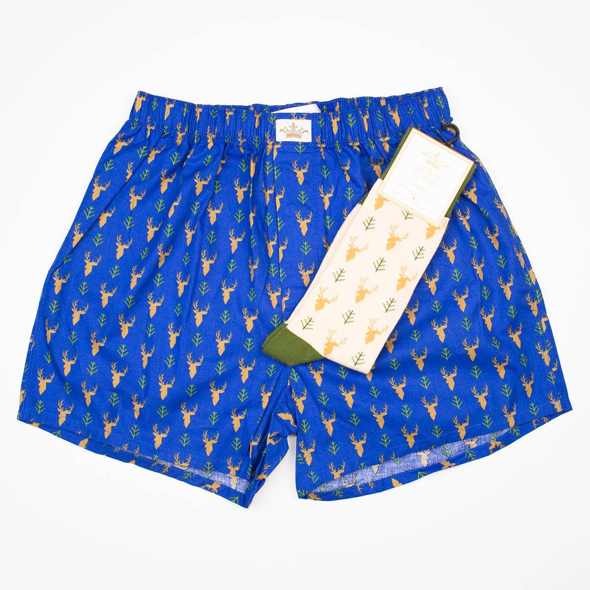 Men's Deer Boxers: Deep Blue/Camel