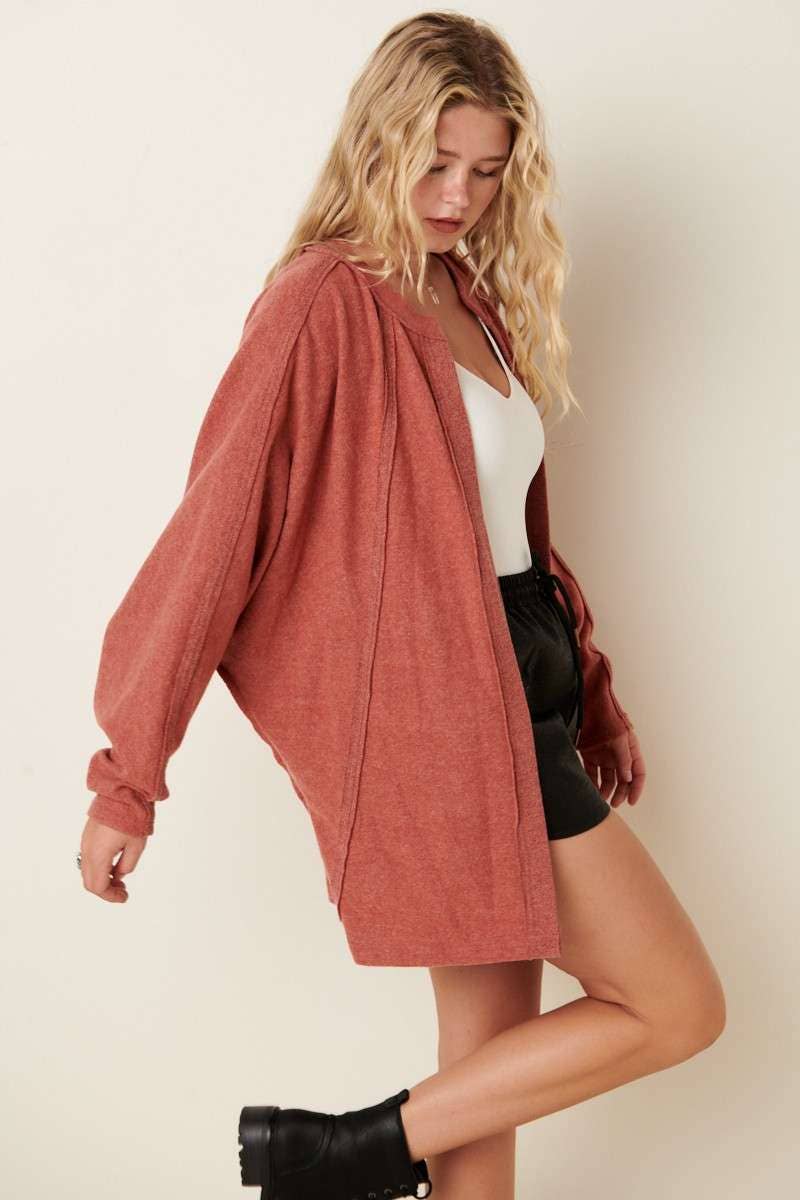 Dolman Sleeve Cardigan (Rosewood)