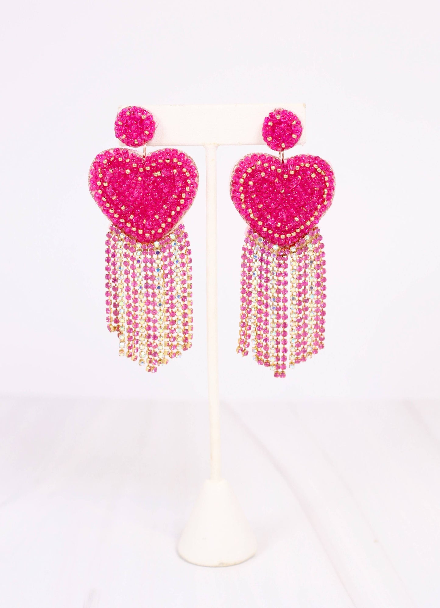 Hearts Afire Fringe Earring (Fuschia)