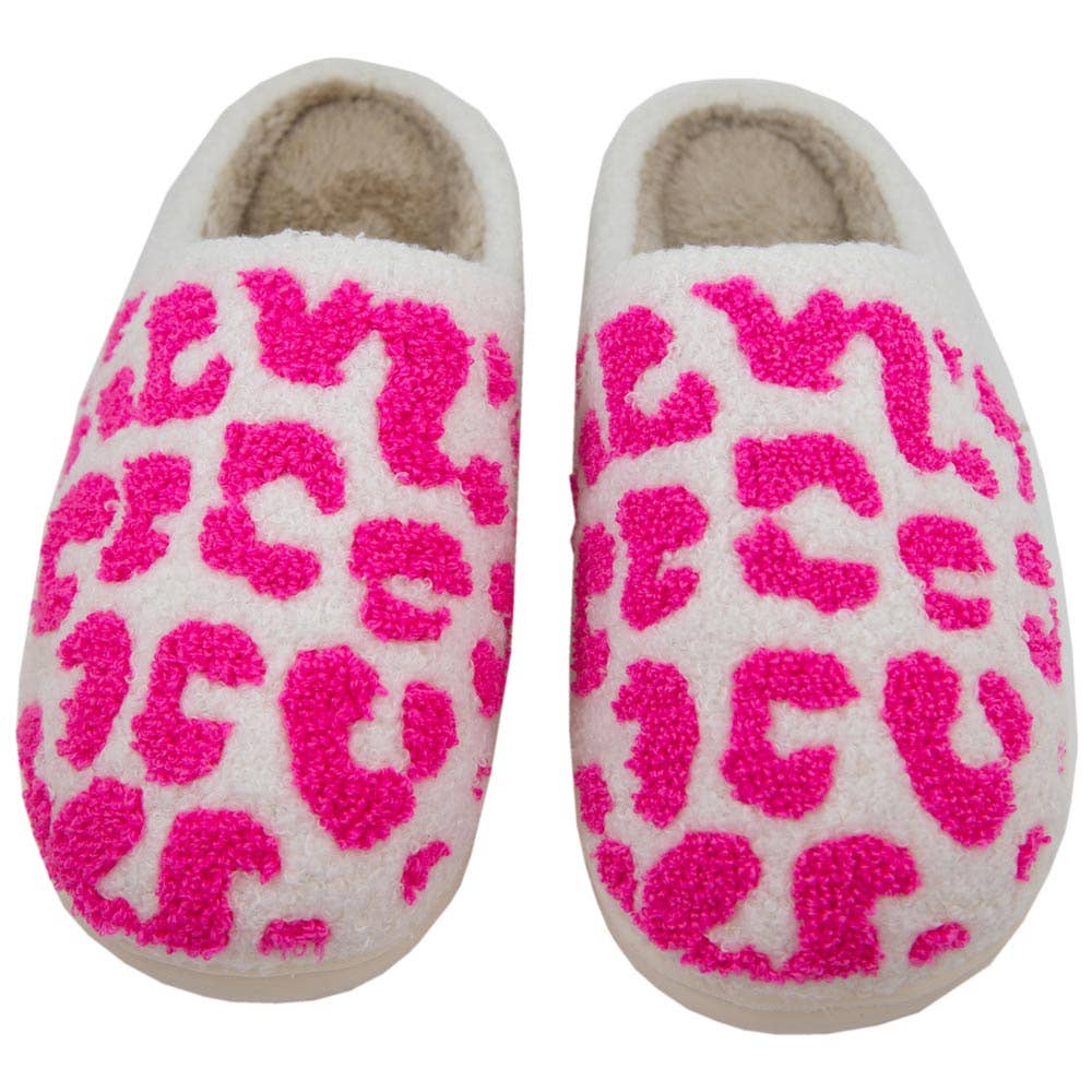 Hot Pink Leopard Slippers for Women