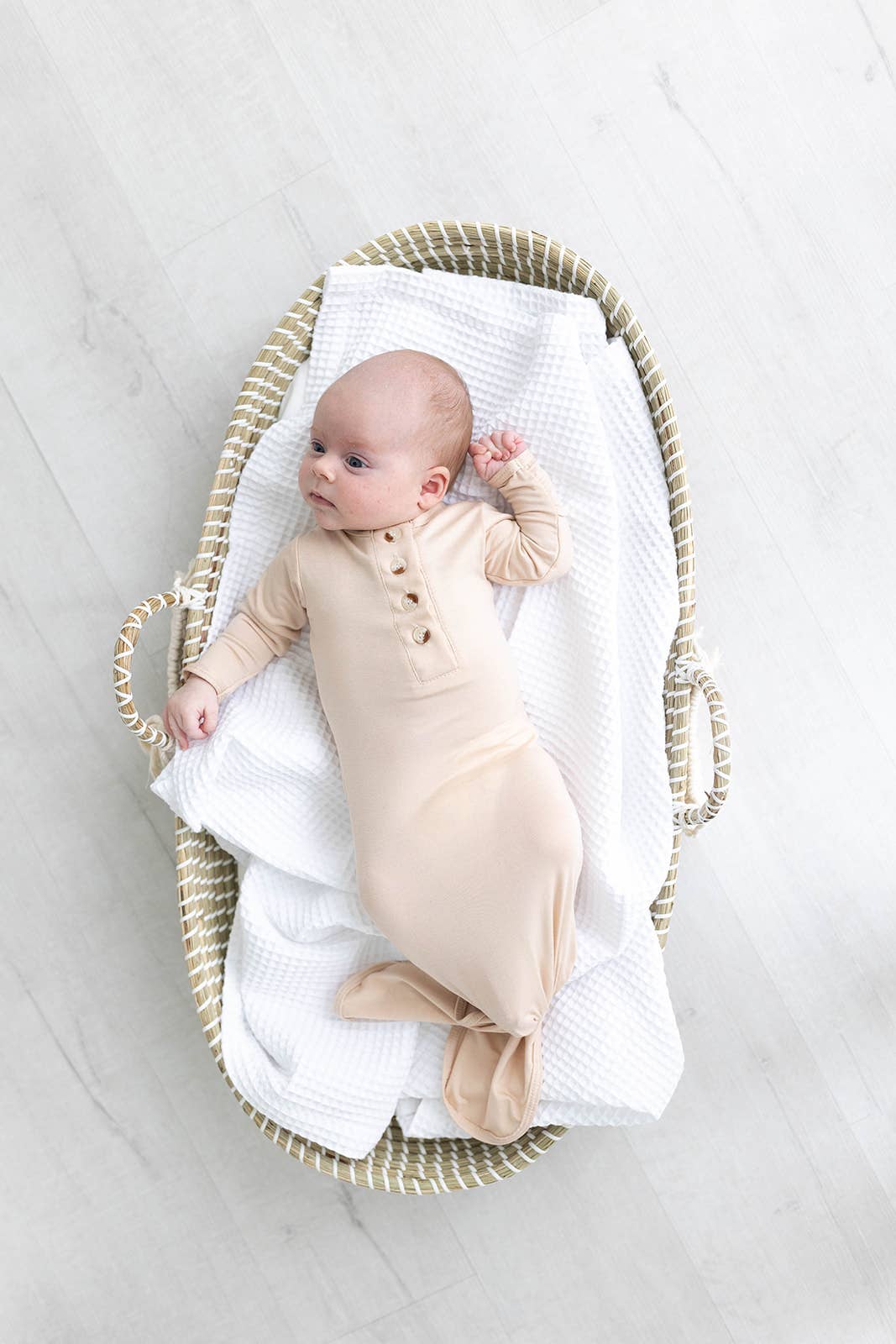 Newborn Knotted Gown Set - Baby Clothes - Sand