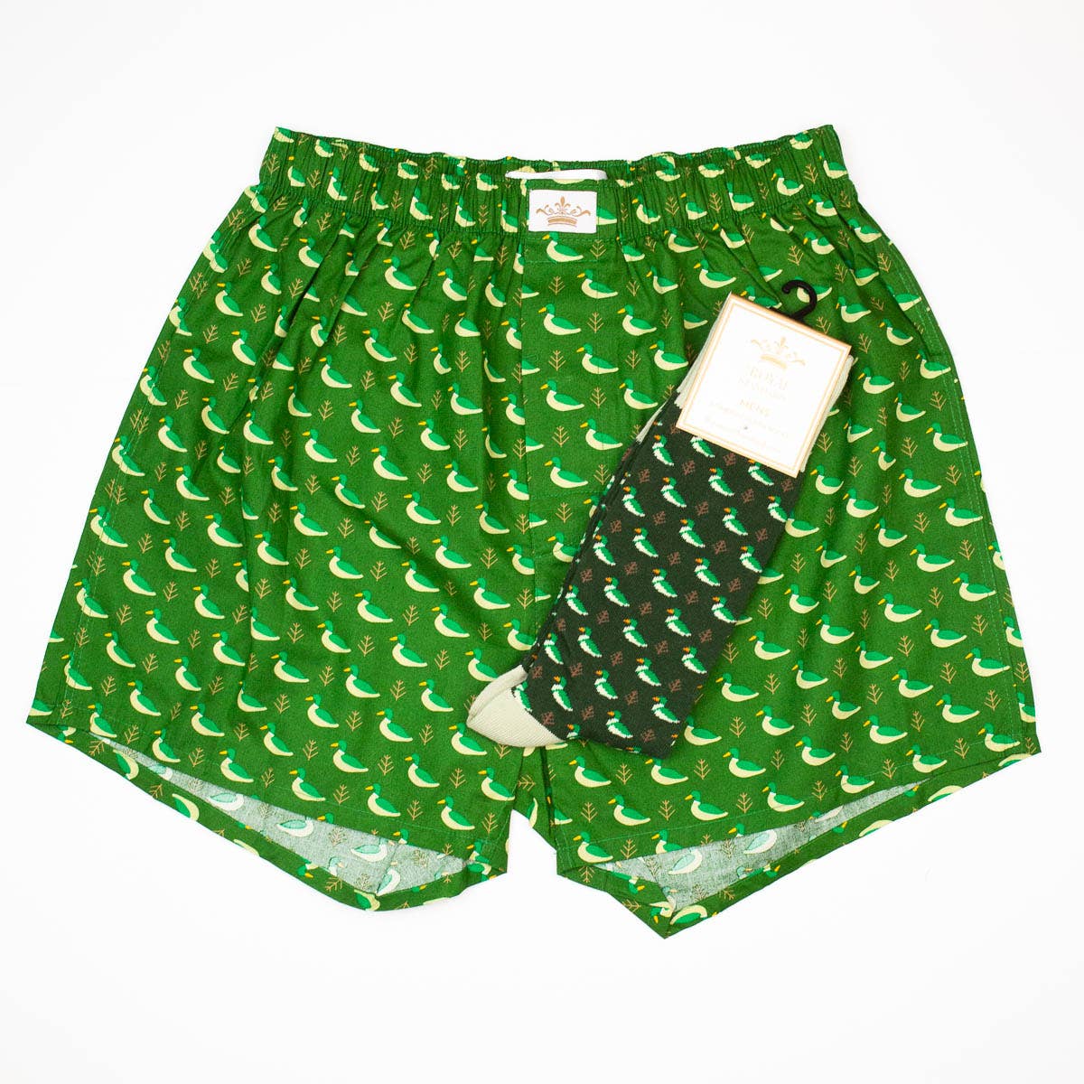 Men's Duck Boxers: Hunter Green/Taupe