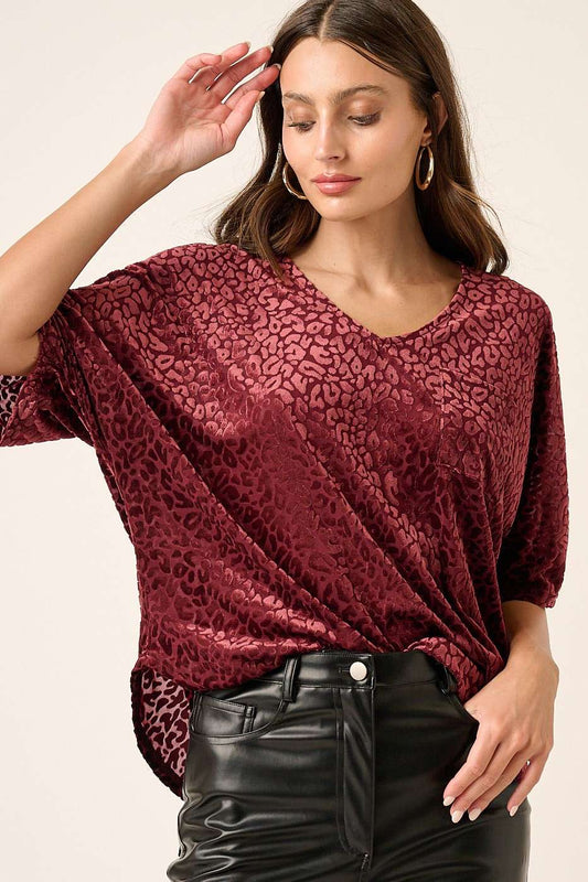 The Max Leopard Velvet Top (Wine)