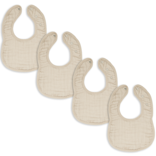 Muslin Cotton Baby Bibs Adjustable Size by Comfy Cubs: Sand / Pack of 4