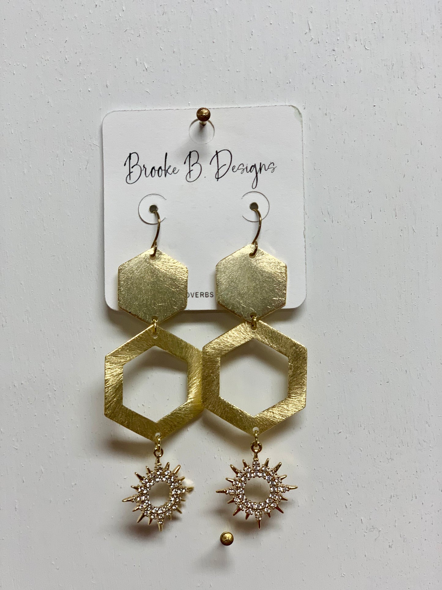 Double Hexagon + Sun Earrings