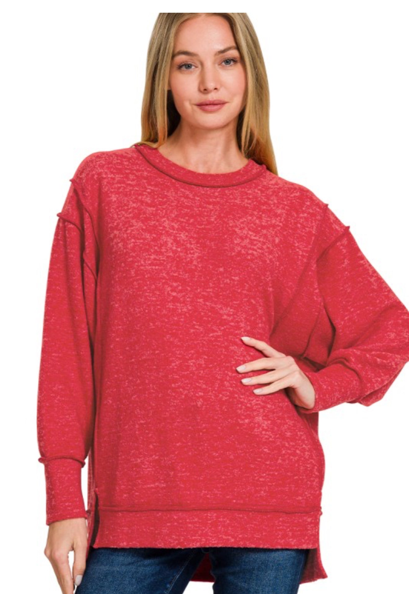 Sara Melange Oversized Sweater (Red)