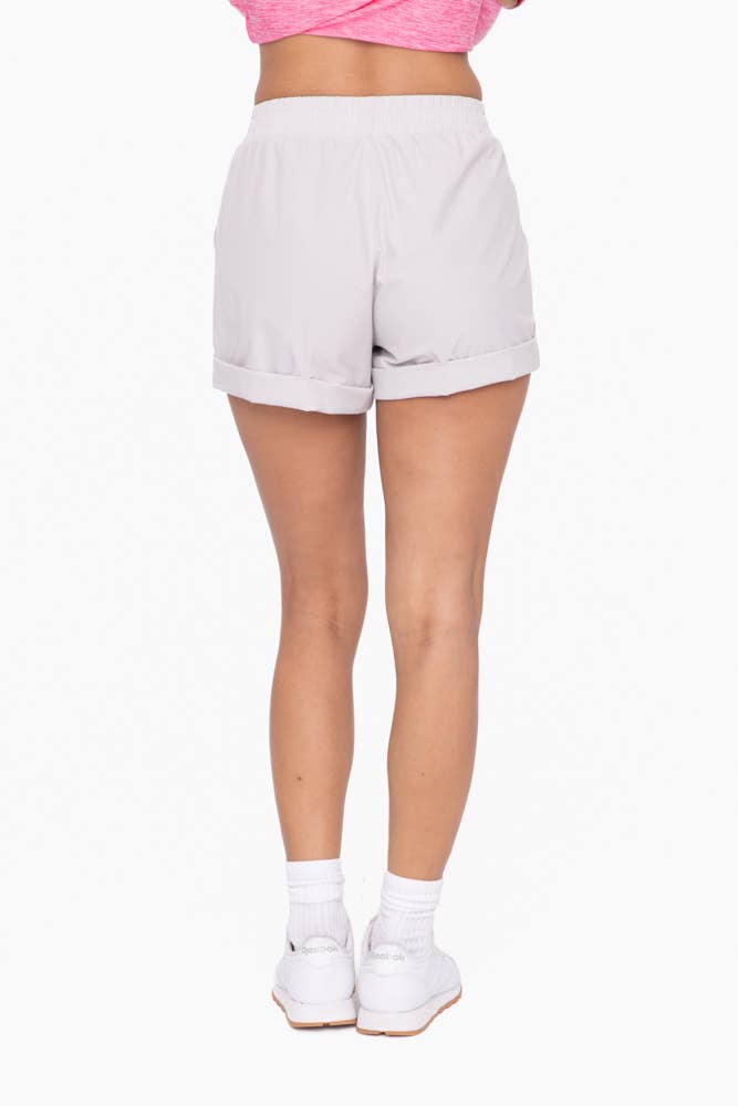 Highwaist Athleisure Shorts with Cuffed Leg (Pale Gray)