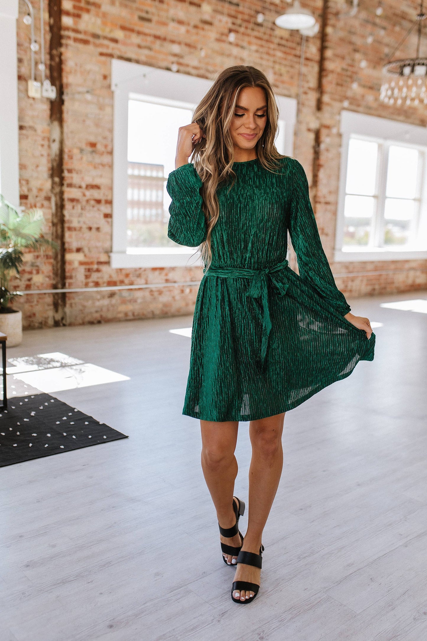 Meri Crinkle Velvet Dress