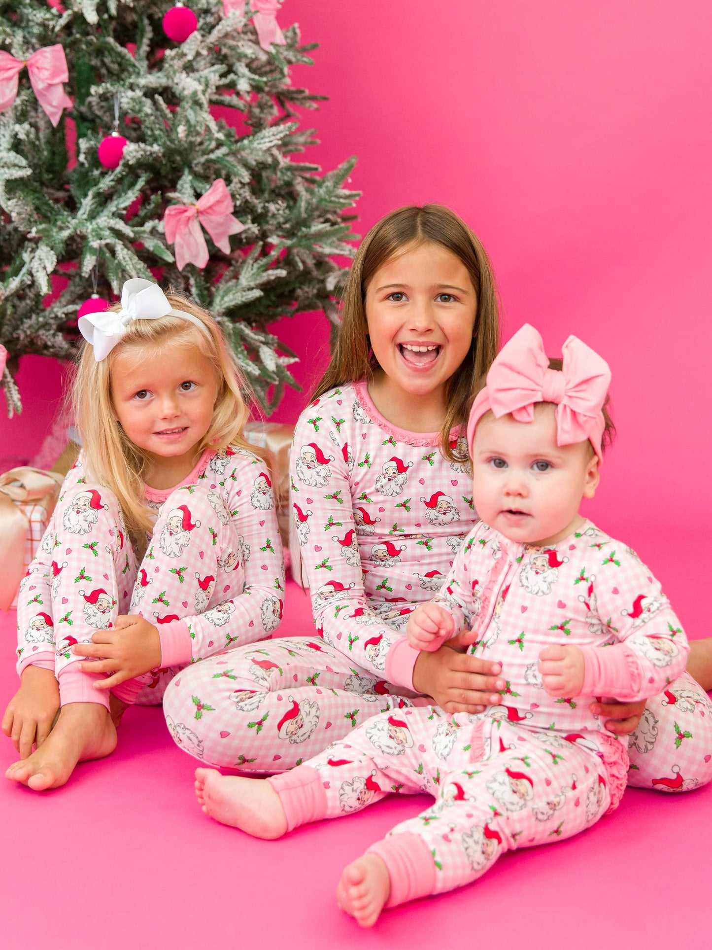 Girls Dear Santa Bamboo Ruffle Pajamas