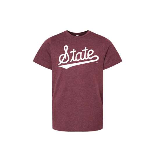 Kid's State Script: Heather Maroon + White