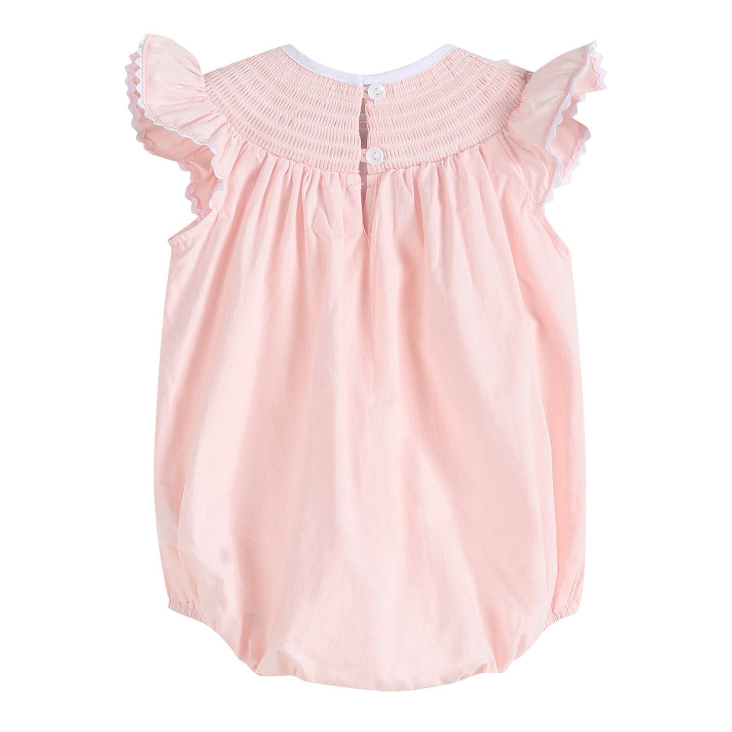 Pink Running Bunnies Smocked Flutter Romper