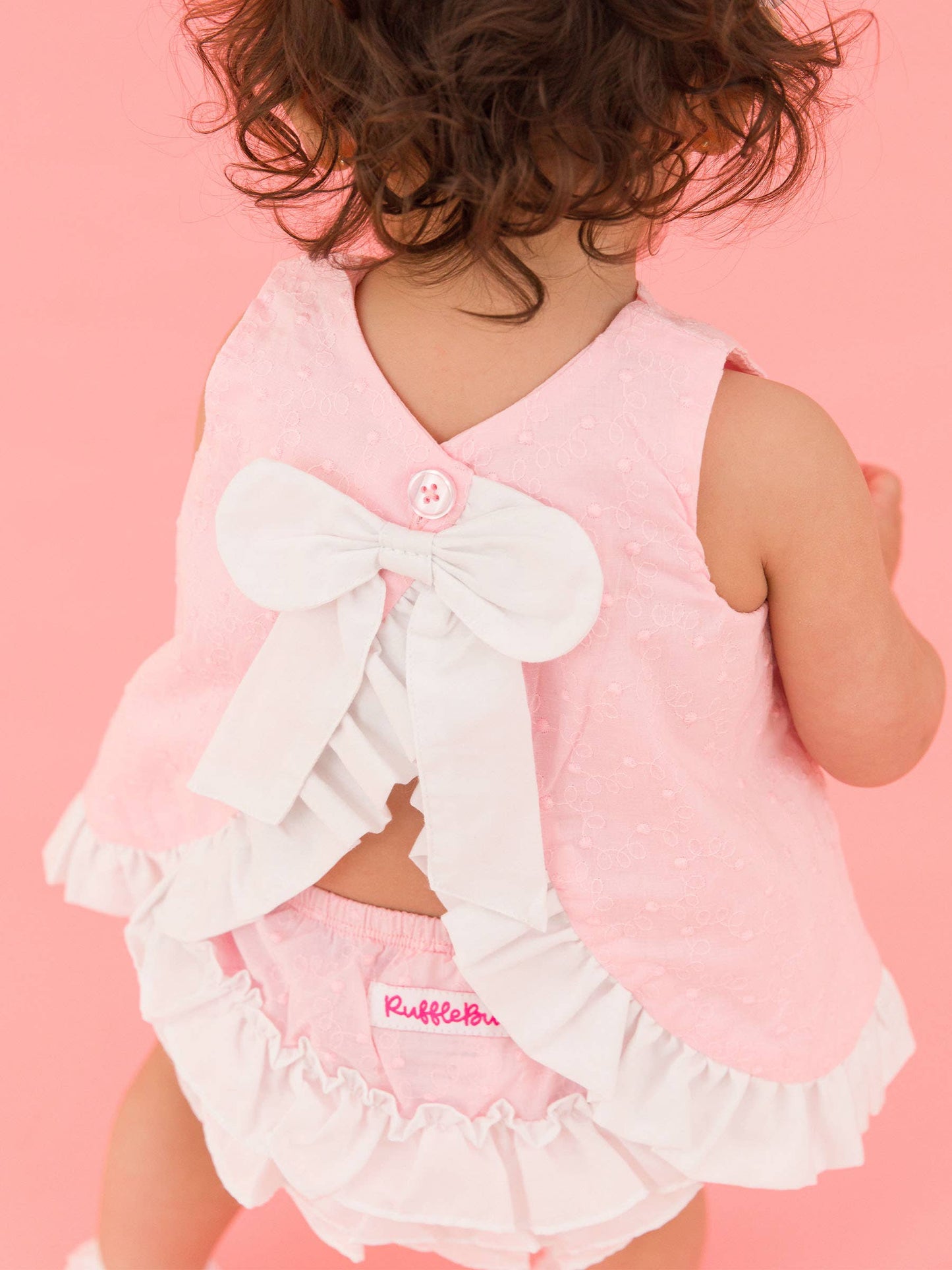 Pink & White Swiss Dot Swing Top & Bloomer Set