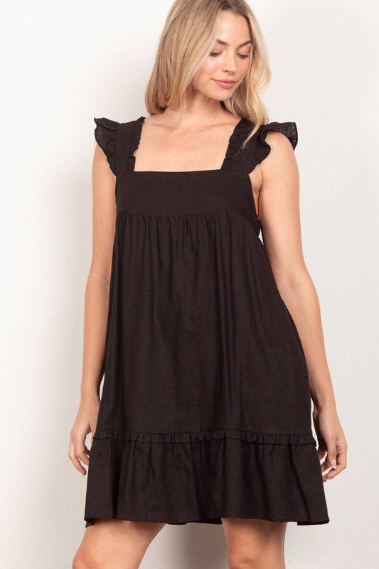 Ruffle Babydoll Dress (Black)