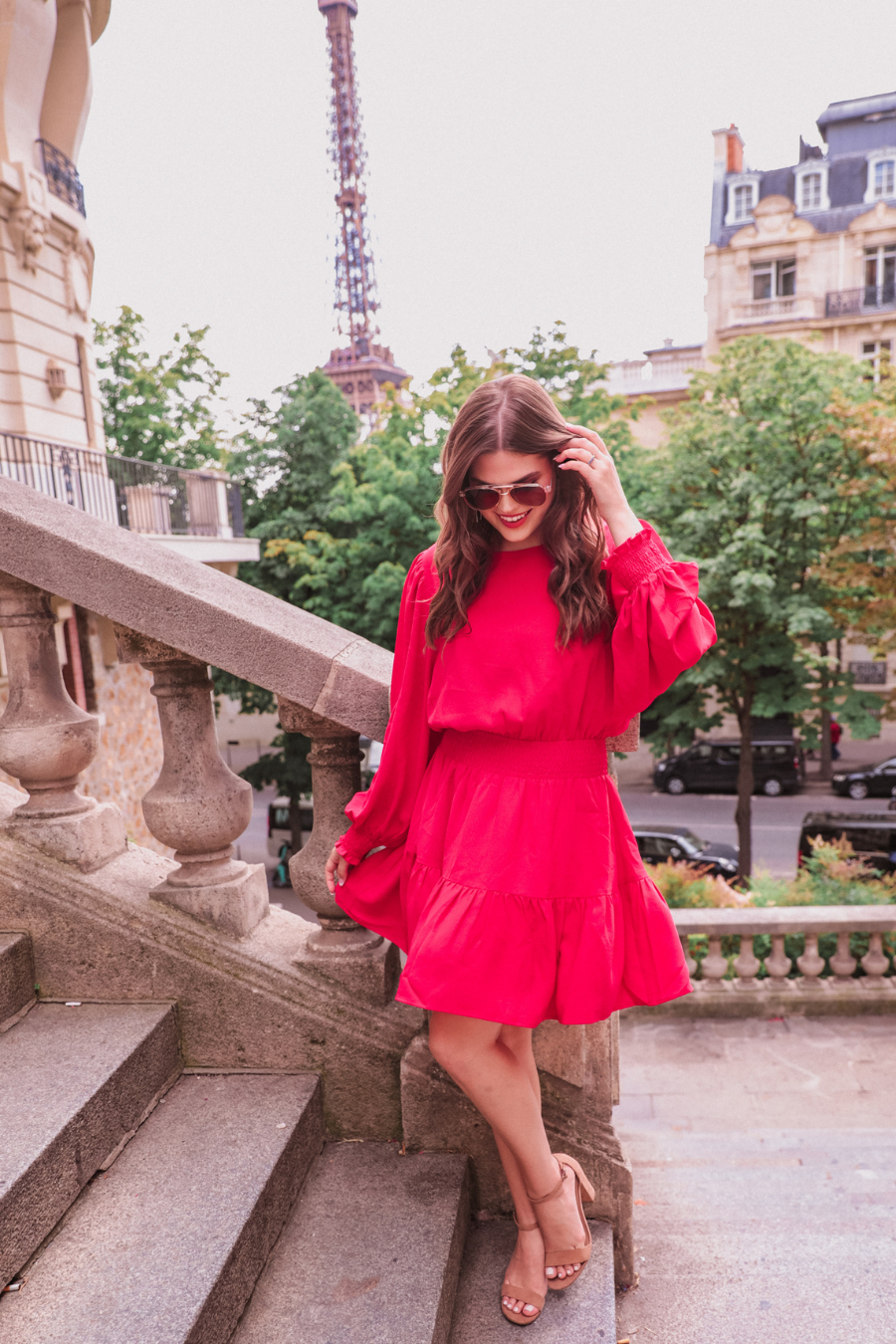 Chrissy Smocked Dress: Red