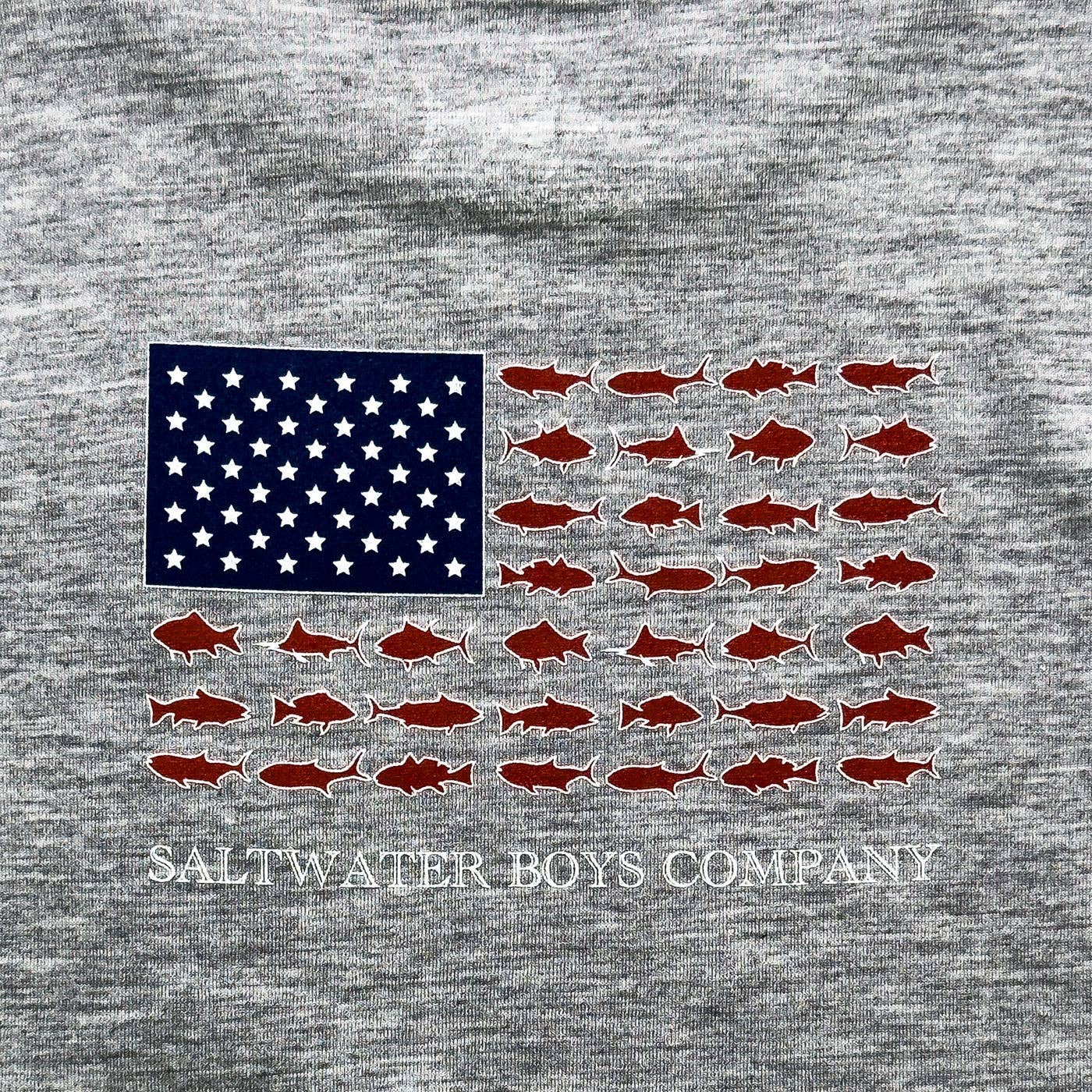 Flag Graphic Boys Tee: Grey Heather