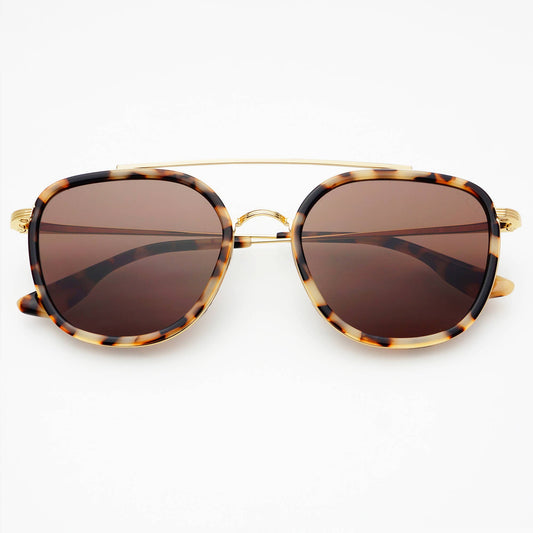 Weston Acetate Round Unisex Sunglasses: Milky Tortoise / Brown