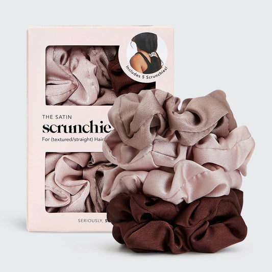 Satin Sleep Scrunchies 5pc- Cameo