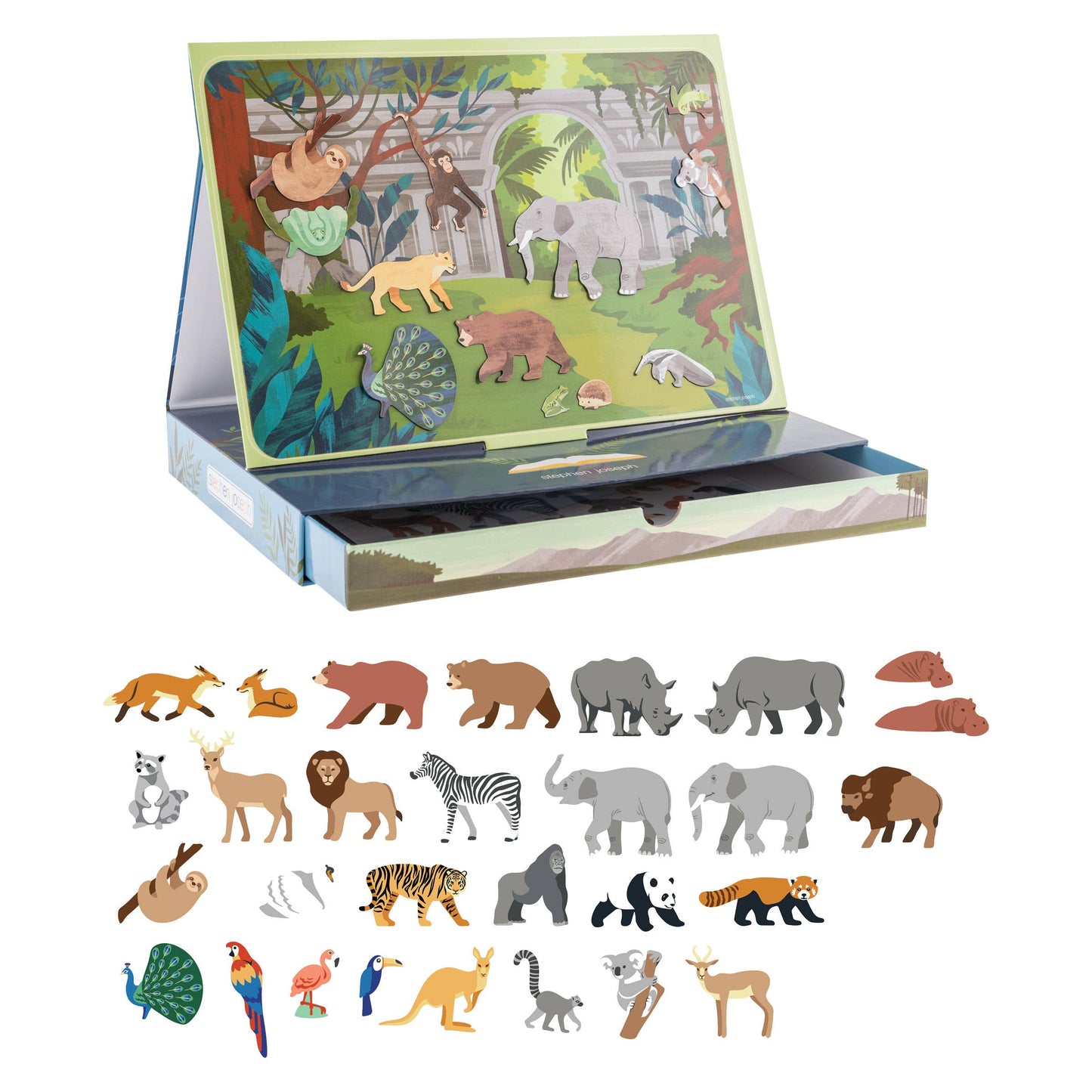 Magnetic Scene Drawer Toy Set for Kids: Zoo